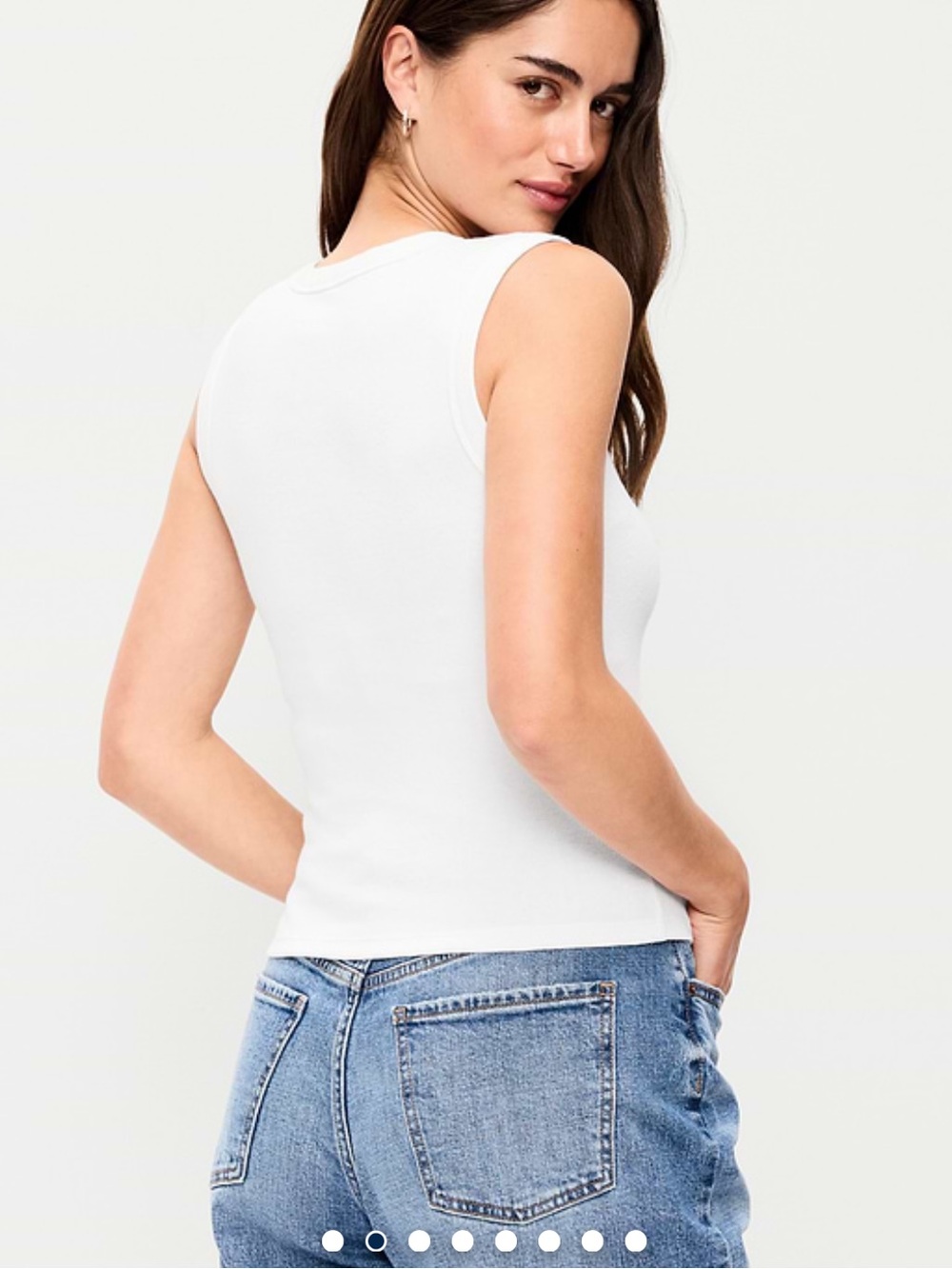 Old Navy White V-Neck Ribbed Tank Top - Picture 2 of 5